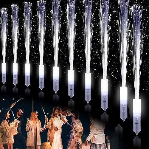 Ulikey LED Leuchtwedel weiß, 72 Stück LED Leuchtstab Glasfaser, LED Hochzeit Leuchtwedel 3 Modi, LED Leuchtstäbe Hochzeit Glasfaserlampe für Hochzeit Partys Konzert Partygeschenke von Ulikey