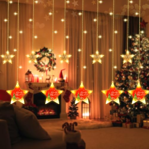 Ulikey LED Sterne Weihnachtsdeko, 3.3M LED Weihnachtsbeleuchtung mit 8 Modi Fernbedienungen, LED Sterne Lichterkette für Fensterdeko weihnachtsdeko Innen Außen von Ulikey