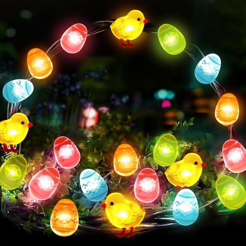 Ulikey Lichterkette Ostern Batterie, 2M 20 Led Ostern Deko Lichterkette, Osterküken Ostereier Lichterkette Außen Innen, Bunny Karotte Osterbeleuchtung für Hochzeit Geburtstag Osterfeier Deko (1) von Ulikey