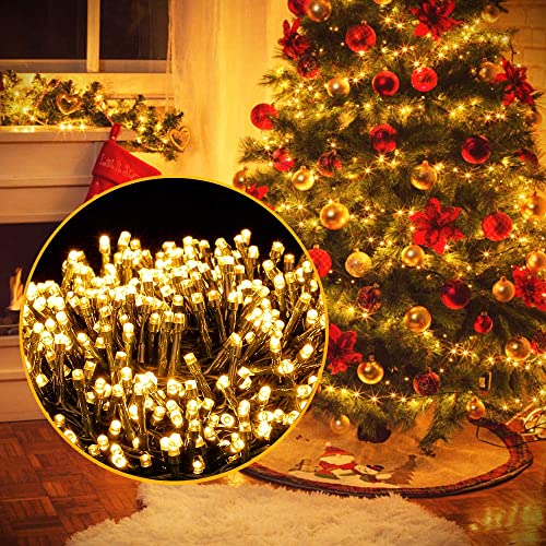 Ulinek 50M 2000LED Lichterkette Weihnachtsbaum Strombetrieben Weihnachtsbeleuchtung außen warmweiß LED Lichterkette außen wasserdicht mit 8 Modi für Weihnachten Baum Haus Balkon Garten Hochzeit Party von Ulinek