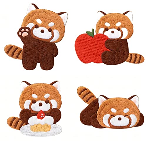 Super Cute Cartoon Red Panda Embroidery Patch, Self Adhesive Small Raccoon Patch Stickers, Sewing Free Embroidery Cloth Stickers for Clothes, Pants and Bags, Hole Repair for Down Jacket (Style 3) von Ulteptus