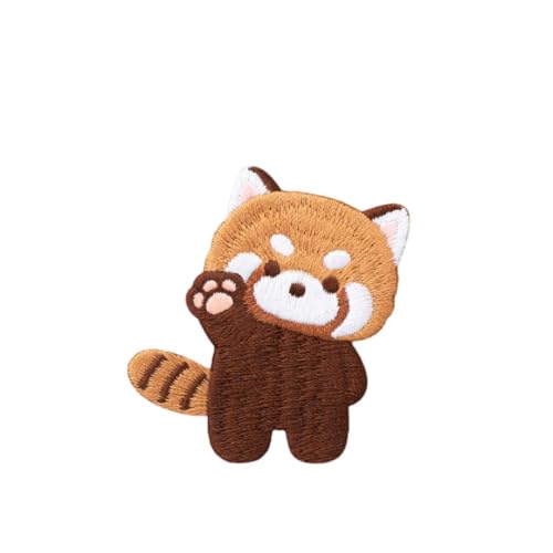 Super Cute Cartoon Red Panda Stickerei Patch, Selbstklebende Kleine Waschbär Patch Aufkleber, Nähen Kostenlose Stickerei Tuch Aufkleber für Kleidung, Hosen und Taschen, Loch Reparatur für Daunenjacke von Ulteptus