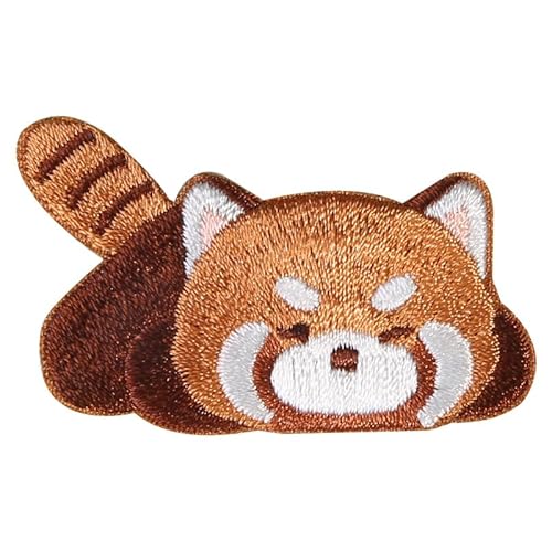 Super Cute Cartoon Red Panda Stickerei Patch, Selbstklebende Kleine Waschbär Patch Aufkleber, Nähen Kostenlose Stickerei Tuch Aufkleber für Kleidung, Hosen und Taschen, Loch Reparatur für Daunenjacke von Ulteptus