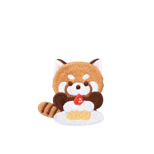 Super Cute Cartoon Red Panda Stickerei Patch, Selbstklebende Kleine Waschbär Patch Aufkleber, Nähen Kostenlose Stickerei Tuch Aufkleber für Kleidung, Hosen und Taschen, Loch Reparatur für Daunenjacke von Ulteptus