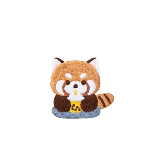 Super Cute Cartoon Red Panda Stickerei Patch, Selbstklebende Kleine Waschbär Patch Aufkleber, Nähen Kostenlose Stickerei Tuch Aufkleber für Kleidung, Hosen und Taschen, Loch Reparatur für Daunenjacke von Ulteptus