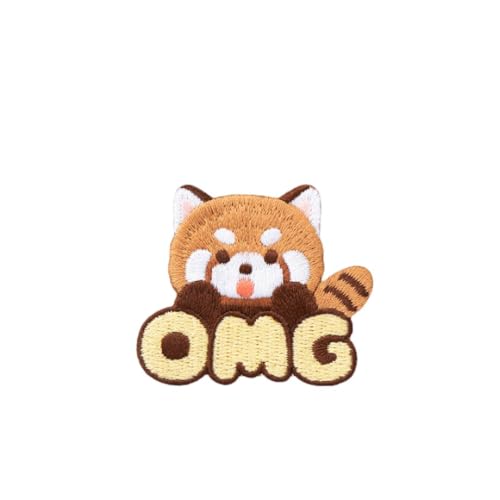 Super Cute Cartoon Red Panda Stickerei Patch, Selbstklebende Kleine Waschbär Patch Aufkleber, Nähen Kostenlose Stickerei Tuch Aufkleber für Kleidung, Hosen und Taschen, Loch Reparatur für Daunenjacke von Ulteptus