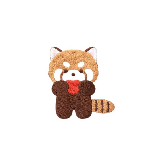 Super Cute Cartoon Red Panda Stickerei Patch, Selbstklebende Kleine Waschbär Patch Aufkleber, Nähen Kostenlose Stickerei Tuch Aufkleber für Kleidung, Hosen und Taschen, Loch Reparatur für Daunenjacke von Ulteptus