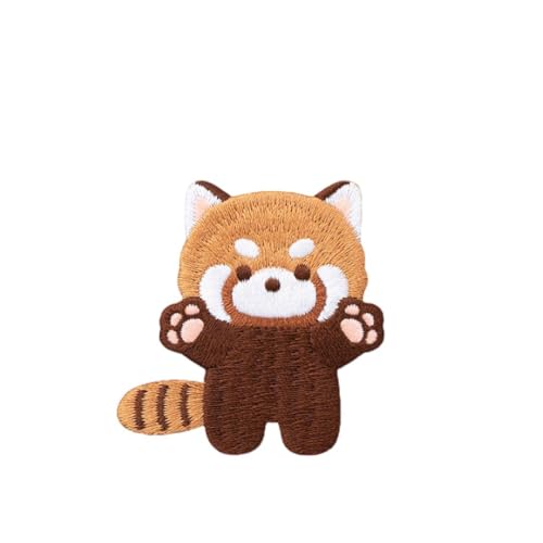 Super Cute Cartoon Red Panda Stickerei Patch, Selbstklebende Kleine Waschbär Patch Aufkleber, Nähen Kostenlose Stickerei Tuch Aufkleber für Kleidung, Hosen und Taschen, Loch Reparatur für Daunenjacke von Ulteptus