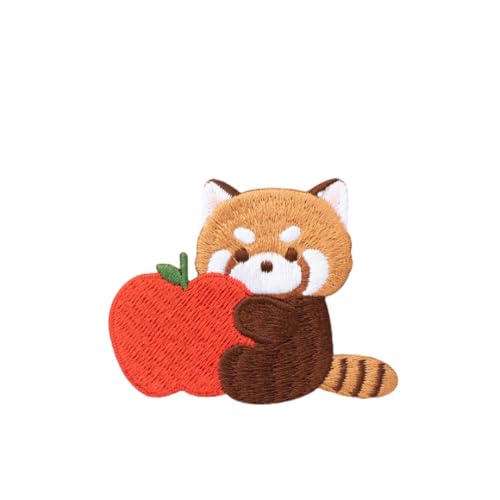 Super Cute Cartoon Red Panda Stickerei Patch, Selbstklebende Kleine Waschbär Patch Aufkleber, Nähen Kostenlose Stickerei Tuch Aufkleber für Kleidung, Hosen und Taschen, Loch Reparatur für Daunenjacke von Ulteptus