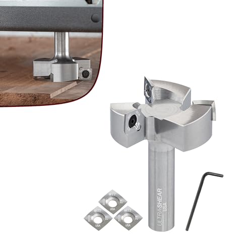 Ultra-Shear Slab Flattening Router Bit Kit mit extra Einsätzen, Spoilboard-Oberflächen-Bit mit austauschbaren 4-seitigen Hartmetall-Einsätzen, die sich drehen, 1,27 cm SH | 5,1 cm CD von Ultra-Shear