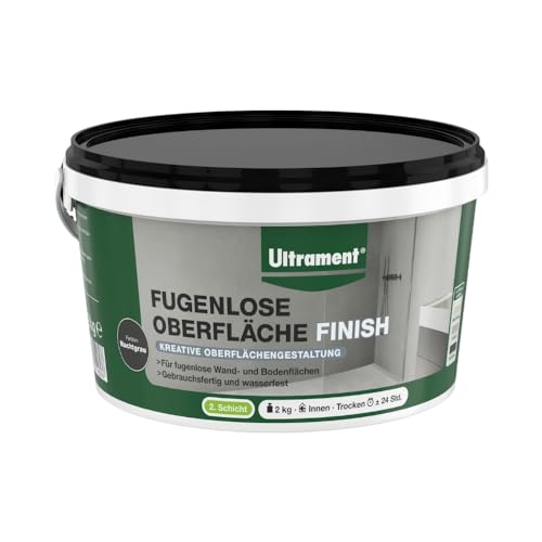 Ultrament Fugenlose Oberfläche - Finish Nachtgrau 2 kg – Kreative Oberflächengestaltung für fugenlose Wand- und Bodenflächen, gebrauchsfertig und wasserfest von Ultrament