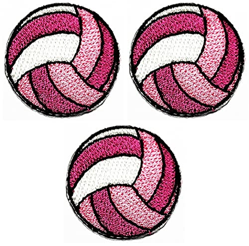 Umama 3 Stück Mini Pink Volleyball Fußball bestickt Patch Cartoon Sport Volleyball Bügelbilder Handwerk Stickerei für Kinder Kleidung Kleid Kleidung Rucksäcke Weste Jeans Jacken Hüte von Umama