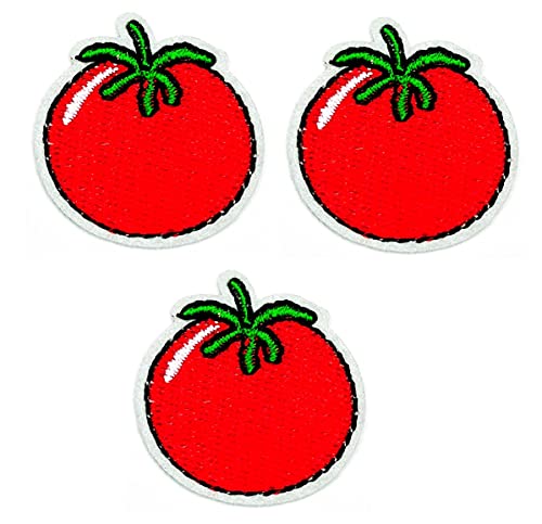 Umama 3 Stück Mini Pretty Tomato Fruit Cartoon Applique Patch Tomate Embroidered Iron On or Sew On Patch Craft Clothing Decorative Repair von Umama