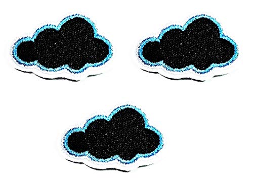 Umama 3 Stück Mini Schwarz Wolken Regen Cartoon Bestickt Aufbügler Patch Wolken Aufkleber Handwerk Stoff Zubehör Nähen Jacke Polo T-Shirt Hut Tasche Kleidung von Umama