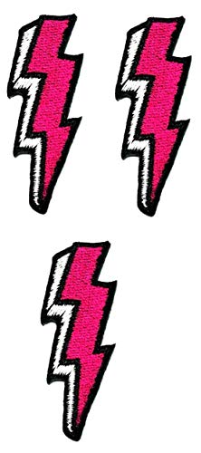 Umama 3er Set Mini Lightning Bolt Storm Sky Nature Cartoon Patch Pink Lightning Iron on Patches for Kids Clothing Sew on Appliques Dress Clothes Backpacks Vest Jeans Jackets Hats von Umama