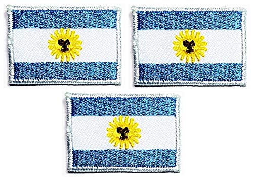 Umama Aufnäher Set mit 3 Mini-Flaggen, 1,5 x 2,8 cm, Ländernationalflagge Argentinien, Militär-Aufnäher, Weltland-Flagge, Motiv, zum Aufnähen und Aufbügeln, für Kinderkleidung, Schultasche, Jacken, von Umama