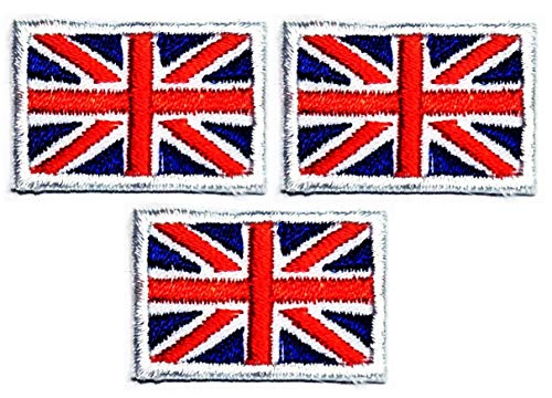 Umama Patch-Set mit 3 Mini-Flaggen 1,5 x 2,8 cm, britische Union Jack-Flagge, bestickt, Militär, taktisch, britische Union Jack-Flagge, Emblem, Uniform, zum Aufnähen oder Aufbügeln auf Kleidung von Umama