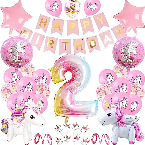 Einhorn Kinder Geburtstag Ballon Set für Mädchen digitale Aluminium Film Ballons (2 Jahre) von Umbrean