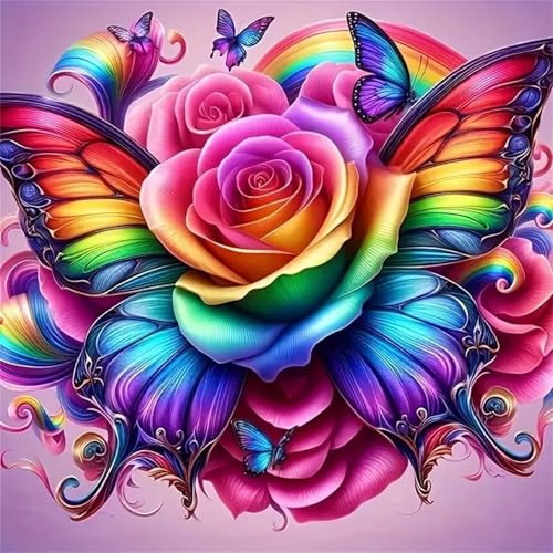 Umfarvt 5D Rose Butterfly Diamond Painting Kits for Adults Kids,DIY Round Full Drill Diamond Art Painting Kits,Canvas Embroidery diamond art Craft for Home Wall Decor 100x100cm Umfarvt 5D Rose Butterfly Diamond Painting Kits for Adults Kids,DIY Round Full Drill Diamond Art Painting Kits,Canvas Embroidery diamond art Craft for Home Wall Decor 100x100cm von Umfarvt
