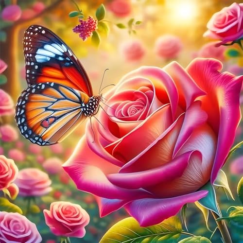 Umfarvt 5D Rosenschmetterling Diamond Painting Erwachsene,Diamond Painting Bilder für Anfänger,DIY Square Drill Voller Kristall Strass Kreuzstich Malen Nach Zahlen Kits für Zuhause Dekor 70x70cm Umfarvt 5D Rosenschmetterling Diamond Painting Erwachsene,Diamond Painting Bilder für Anfänger,DIY Square Drill Voller Kristall Strass Kreuzstich Malen Nach Zahlen Kits für Zuhause Dekor 70x70cm von Umfarvt