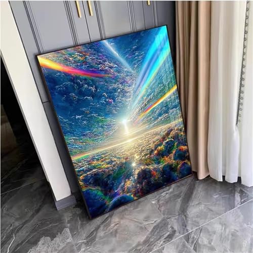 Umfarvt Bunte Himmel Malen Nach Zahlen Erwachsene,Paint by Numbers Adult,DIY Framed DIY mit Pinseln und Acrylfarben Handgemalt Ölgemälde Leinwand für Home Wand Dekor 30x40cm von Umfarvt