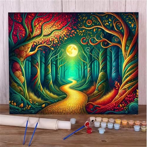 Umfarvt Landschaft Malen Nach Zahlen Erwachsene,Bäume Malen Nach Zahlen,Without Framed inklusive Pinsel und Acrylfarben DIY handgemaltes Ölgemälde Set für Anfänger für Home Decor 30x40cm von Umfarvt