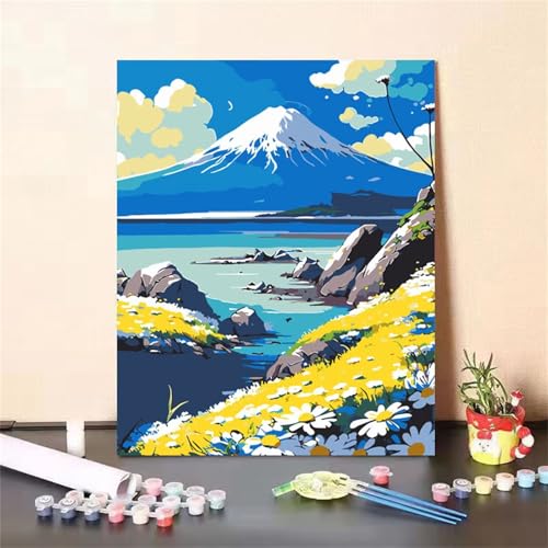 Umfarvt Landschaft Malen Nach Zahlen Erwachsene,Berg Malen Nach Zahlen,Without Framed inklusive Pinsel und Acrylfarben DIY handgemaltes Ölgemälde Set für Anfänger für Home Decor 30x40cm von Umfarvt