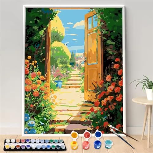 Umfarvt Landschaft Malen Nach Zahlen Erwachsene,Blumen Malen Nach Zahlen,Without Framed inklusive Pinsel und Acrylfarben DIY handgemaltes Ölgemälde Set für Anfänger für Home Decor 30x40cm von Umfarvt