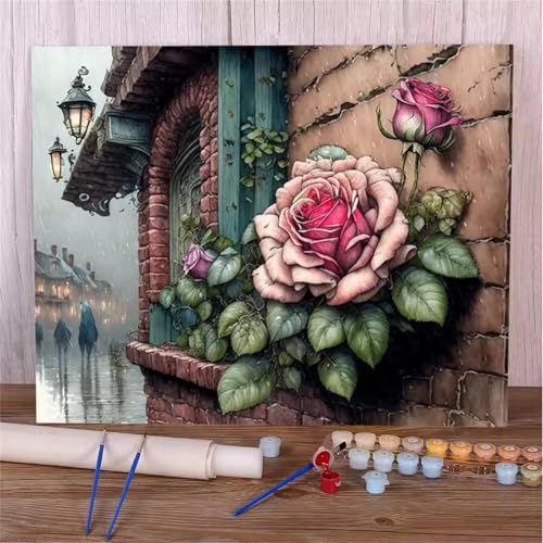 Umfarvt Landschaft Malen Nach Zahlen Erwachsene,Blumen Malen Nach Zahlen,Without Framed inklusive Pinsel und Acrylfarben DIY handgemaltes Ölgemälde Set für Anfänger für Home Decor 30x40cm von Umfarvt