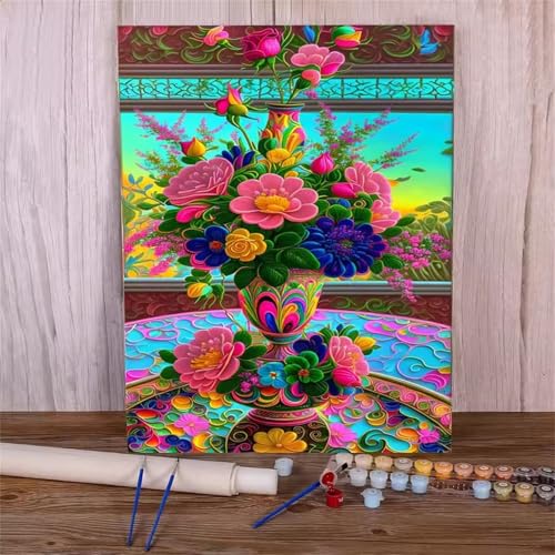 Umfarvt Landschaft Malen Nach Zahlen Erwachsene,Blumen Malen Nach Zahlen,Without Framed inklusive Pinsel und Acrylfarben DIY handgemaltes Ölgemälde Set für Anfänger für Home Decor 30x40cm von Umfarvt