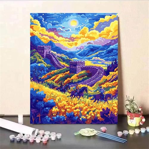 Umfarvt Landschaft Malen Nach Zahlen Erwachsene,Bunt Malen Nach Zahlen,Without Framed inklusive Pinsel und Acrylfarben DIY handgemaltes Ölgemälde Set für Anfänger für Home Decor 30x40cm von Umfarvt