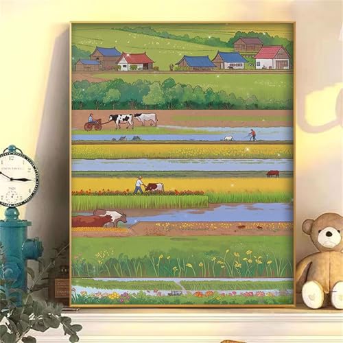 Umfarvt Landschaft Malen Nach Zahlen Erwachsene,Feld Malen Nach Zahlen,Without Framed inklusive Pinsel und Acrylfarben DIY handgemaltes Ölgemälde Set für Anfänger für Home Decor 30x40cm von Umfarvt