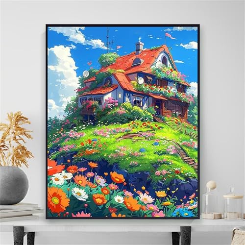 Umfarvt Landschaft Malen Nach Zahlen Erwachsene,Haus Malen Nach Zahlen,Without Framed inklusive Pinsel und Acrylfarben DIY handgemaltes Ölgemälde Set für Anfänger für Home Decor 30x40cm von Umfarvt