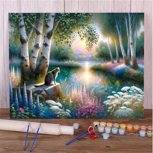 Umfarvt Landschaft Malen Nach Zahlen Erwachsene,Tier Malen Nach Zahlen,Without Framed inklusive Pinsel und Acrylfarben DIY handgemaltes Ölgemälde Set für Anfänger für Home Decor 30x40cm von Umfarvt