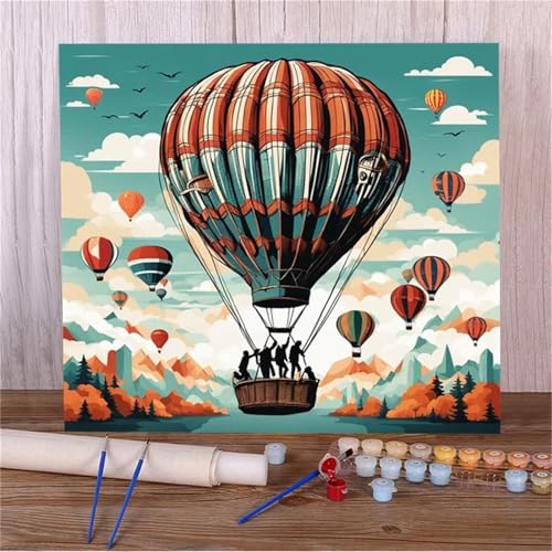 Umfarvt Malen Nach Zahlen Erwachsene,DIY Paint by numbers for adult beginner,Acrylmalerei Set mit Pinseln und Farben kann als Geschenk, Hause Dekoration verwendet werden Luftballon-Framed,45x60cm von Umfarvt