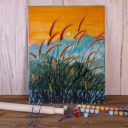 Umfarvt Malen Nach Zahlen Pflanzen, Landschaft Malen Nach Zahlen Erwachsene, DIY Handgemalt Ölgemälde Kit mit Pinseln und Acrylfarben Ölgemälde Leinwand für Home Decor DIY Framed 40x50cm von Umfarvt