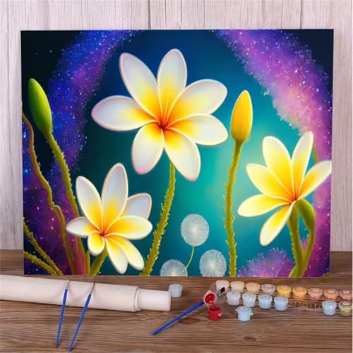 Umfarvt Malen Nach Zahlen Schön, Blumen Malen Nach Zahlen Erwachsene, DIY Handgemalt Ölgemälde Kit mit Pinseln und Acrylfarben Ölgemälde Leinwand für Home Decor DIY Framed 40x50cm von Umfarvt