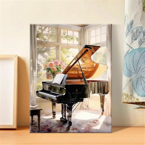 Umfarvt Violine Malen Nach Zahlen Erwachsene,Paint by Numbers Adult,DIY Framed DIY mit Pinseln und Acrylfarben Handgemalt Ölgemälde Leinwand für Home Wand Dekor 50x65cm von Umfarvt