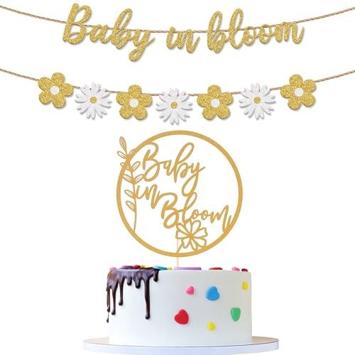 Umimiss Baby in Bloom Babyparty-Banner, Baby in Bloom, Kuchendekoration, Baby-In Bloom-Banner, Dekoration, Babyparty-Hängebanner, Themenparty, Innendekoration von Umimiss