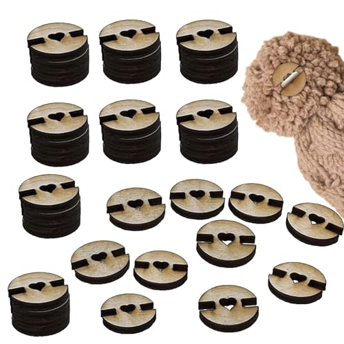 Umiocns 50 Stück Pompon-Knöpfe für Hüte, Bommeln für Hüte, Mützen, Pompons, Holz-Poms, Mützenknöpfe für Mützen, Pompons, Ballbefestigung, Strickmützen, Mützen, Accessoires von Umiocns