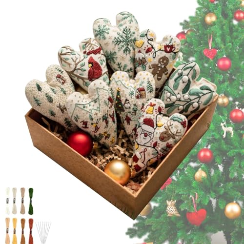 Umiocns 8-teiliges Handstickerei-Set, Handstickerei, Weihnachtsschmuck, Weihnachtsstickerei-Set, Bastelset, Nadelspitzen-Set, Kunsthandwerk für Anfänger, Urlaubsdekorationen von Umiocns