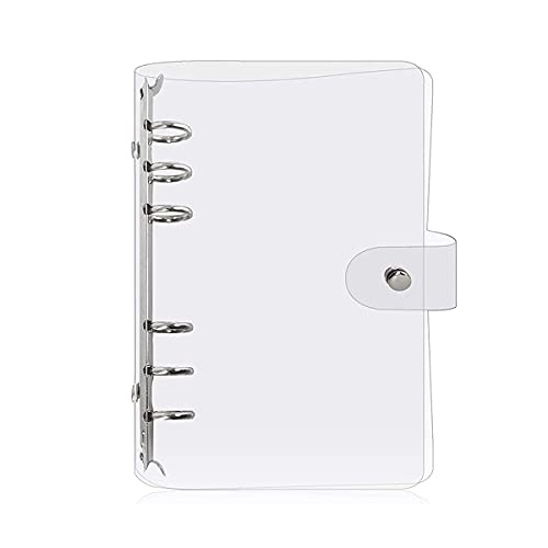 Umisu Ordner aus weichem PVC, transparent, Schutzhülle für Notizbuch, Ringordner, 6 Löcher, wiederaufladbar, für A5/A6/A7, lose Blätter (A6) von Umisu