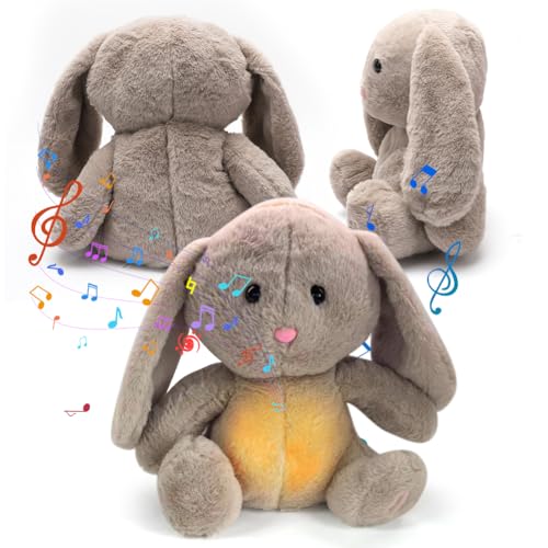 Schlummer Kuscheltier Hase, Valentinstag Geburtstag Schlummer Kuscheltier mit Herzschlag Atembewegung und Musik, Schlummer Hase Plüschtier, Einschlafhilfe für Neugeborene, Baby Geschenk für Babypartys von Umllpet