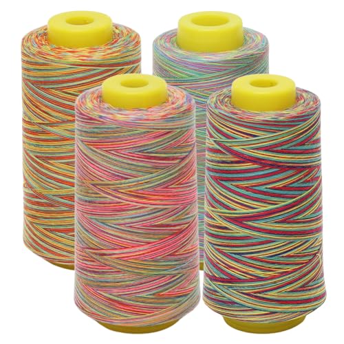 Umllpet NäHgarn Overlockgarn, 100% Polyester Irisierend NäHgarn Set für NäHgarn Faden Garn NäHmaschine 4 Bunt Zwirn ReißFest NäHmaschinengarn Thread NäHfaden Overlock Garn für Nähmaschine(2700M/Bände) von Umllpet