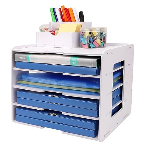 Umllpet Schreibtisch Organizer Briefablage, Stapelbares Dokumentenablage, A4 Papier Aktenaufbewahrung Organizer, Briefschublade, Organizer Mit Stifthalter für Zuhause Büro Schule von Umllpet