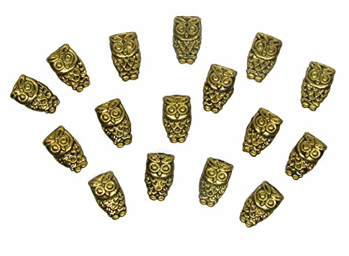 16 Metallperlen Eule 1,5x0,6 cm goldfarben, Metall Perlen basteln, Zwischenperle von Unbekannt