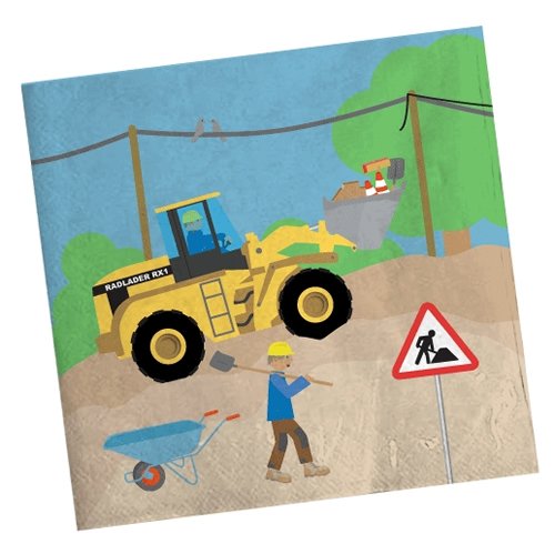 Unbekannt 20 Servietten mit Motiv: Baustelle und Radlader für Kinder Mottoparty // Bauarbeiter Bagger Baumeister Kindergeburtstag Geburtstag Party Jungs BAU Bob von Unbekannt