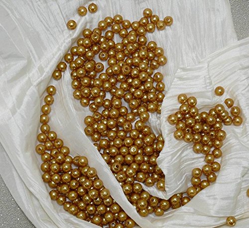 250 Perlen perlmutt gold matt Wachsperlen 8mm von Unbekannt