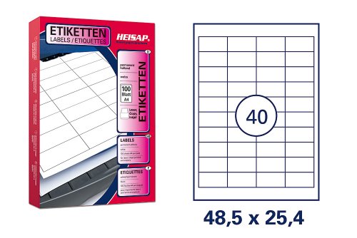 4000 HEISAP Universal Druckeretiketten 48,5 x 25,4 mm Aufkleber Weiß permanent selbstklebend Etiketten 100 Bogen A4 HEI002 von Unbekannt