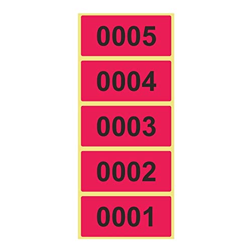 500 Etiketten/Aufkleber auf Rolle - LEUCHTPINK - fortlaufend nummeriert - 56 x 25 mm von Unbekannt